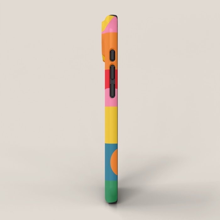 Colorful Mid Century Bauhaus Geometric Abstraction squares and half circles pattern bold colors iPhone Case Gallery Image 2