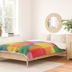 Colorful Mid Century Bauhaus Geometric Abstraction squares and half circles pattern bold colors Duvet Cover Gallery Image 2