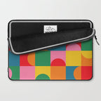 Colorful Mid Century Bauhaus Geometric Abstraction squares and half circles pattern bold colors Laptop Sleeve Gallery Image 2