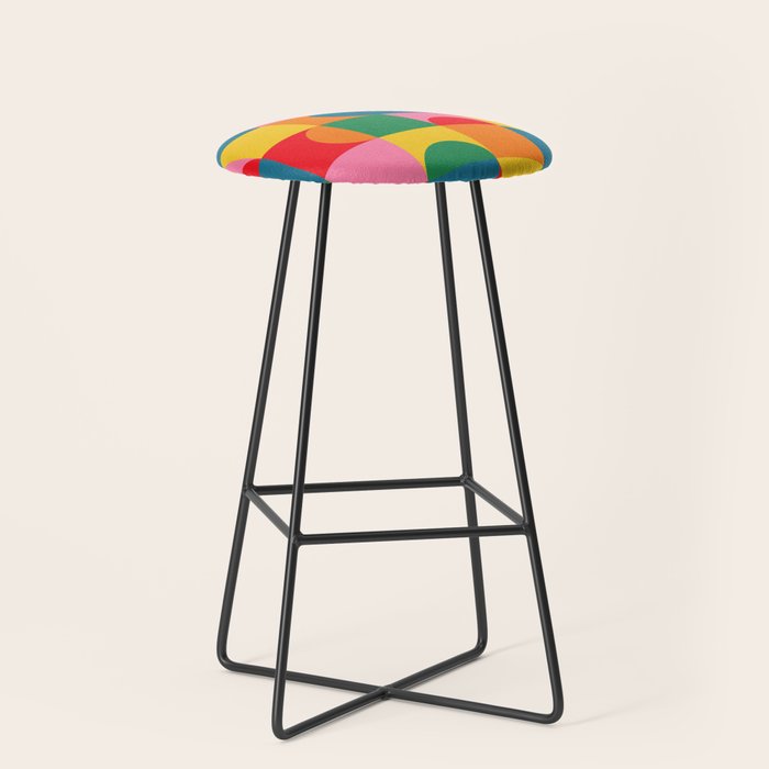 Colorful Mid Century Bauhaus Geometric Abstraction squares and half circles pattern bold colors Stool Gallery Image 1