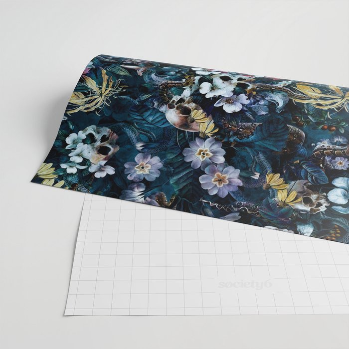 Skull Snake and Flowers Wrapping Paper Gallery Image 2