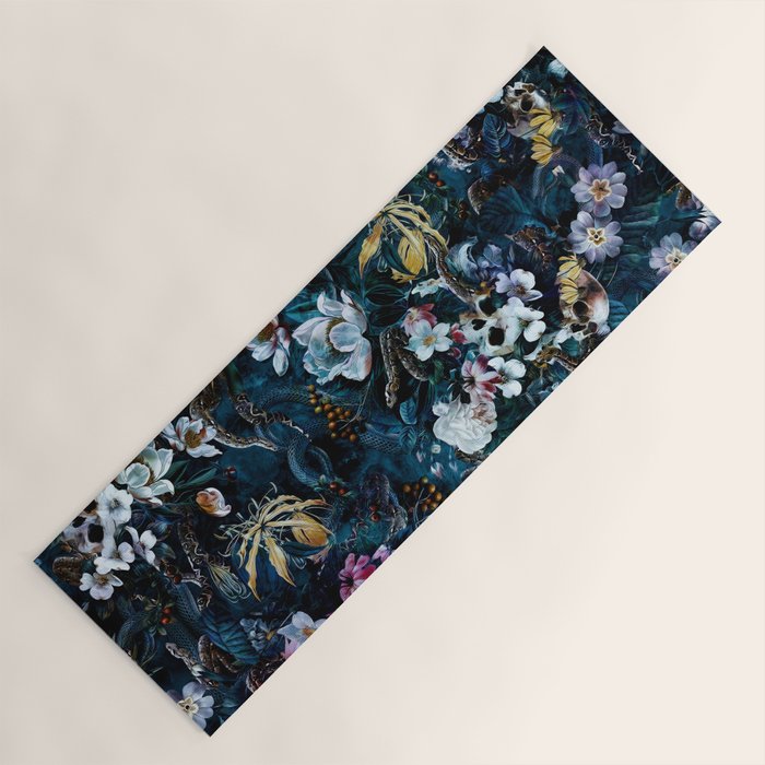 Skull Snake and Flowers Yoga Mat Gallery Image 1