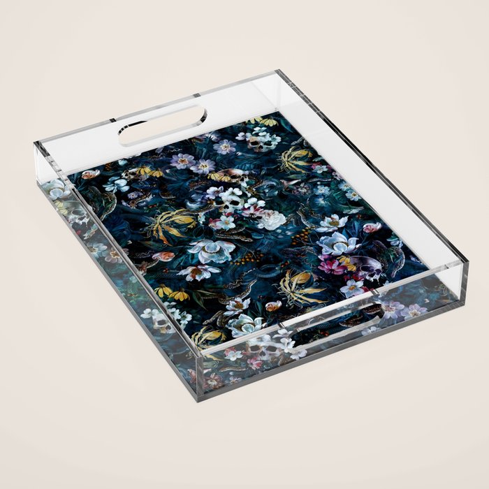Skull Snake and Flowers Acrylic Tray Gallery Image 1