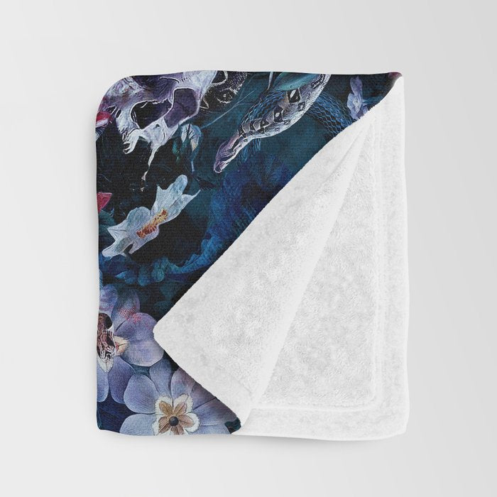 Skull Snake and Flowers Throw Blanket Gallery Image 3