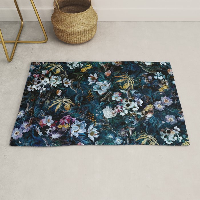 Skull Snake and Flowers Rug Gallery Image 1