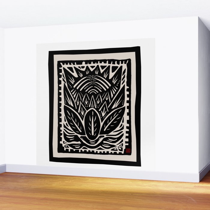 Woodcut Cactus Wall Mural Gallery Image 2