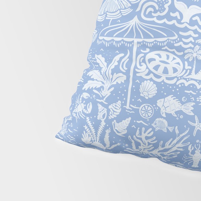 Coastal Daydreams Blue & White Ocean Collage Pattern Pillow Sham Gallery Image 4