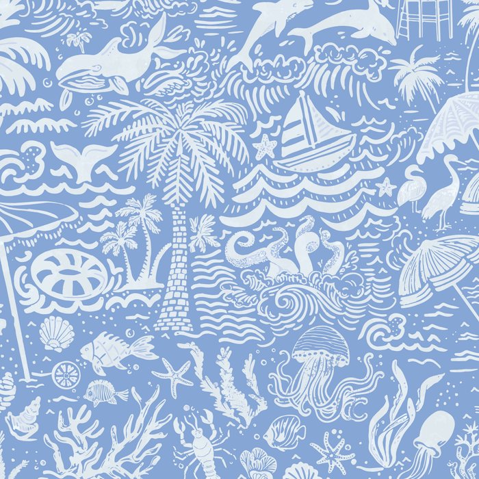 Coastal Daydreams Blue & White Ocean Collage Pattern Coffee Mug Gallery Image 2