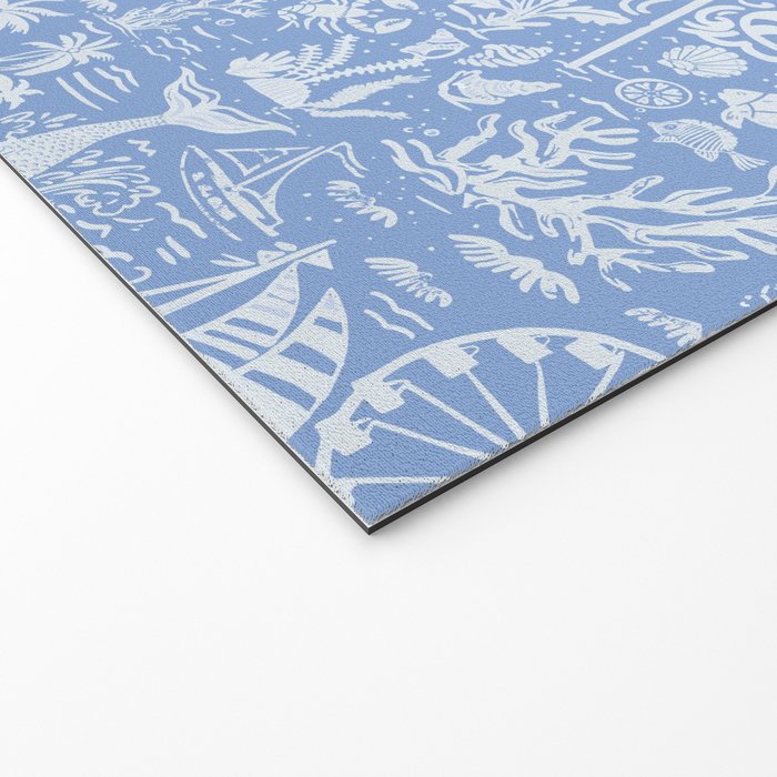 Coastal Daydreams Blue & White Ocean Collage Pattern Welcome Mat Gallery Image 2