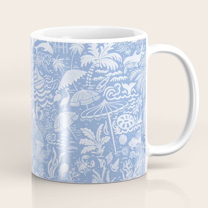 Coastal Daydreams Blue & White Ocean Collage Pattern Coffee Mug Gallery Image 1