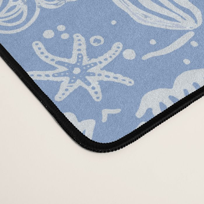 Coastal Daydreams Blue & White Ocean Collage Pattern Desk Mat Gallery Image 4