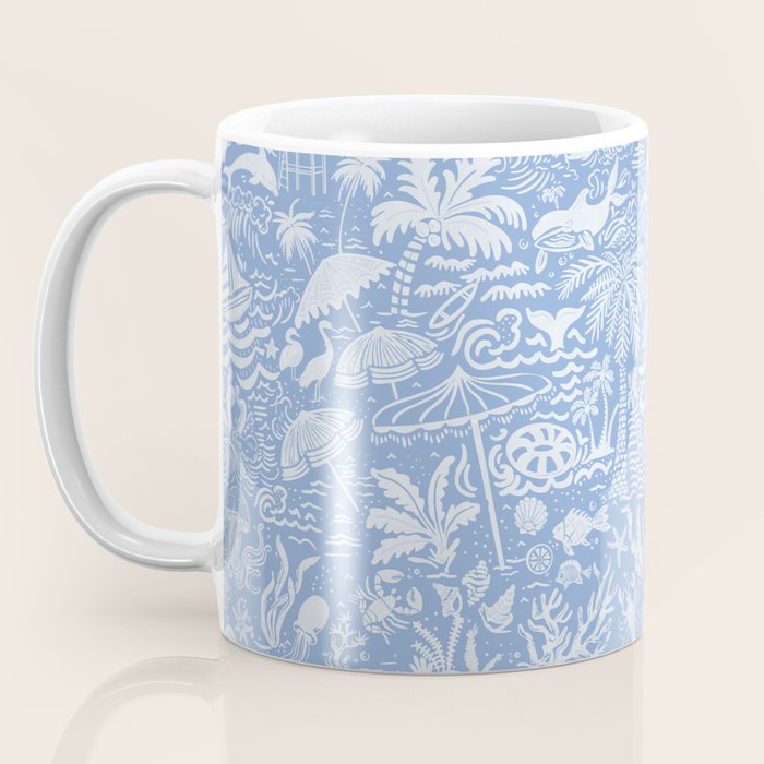 Coastal Daydreams Blue & White Ocean Collage Pattern Coffee Mug Gallery Image 3