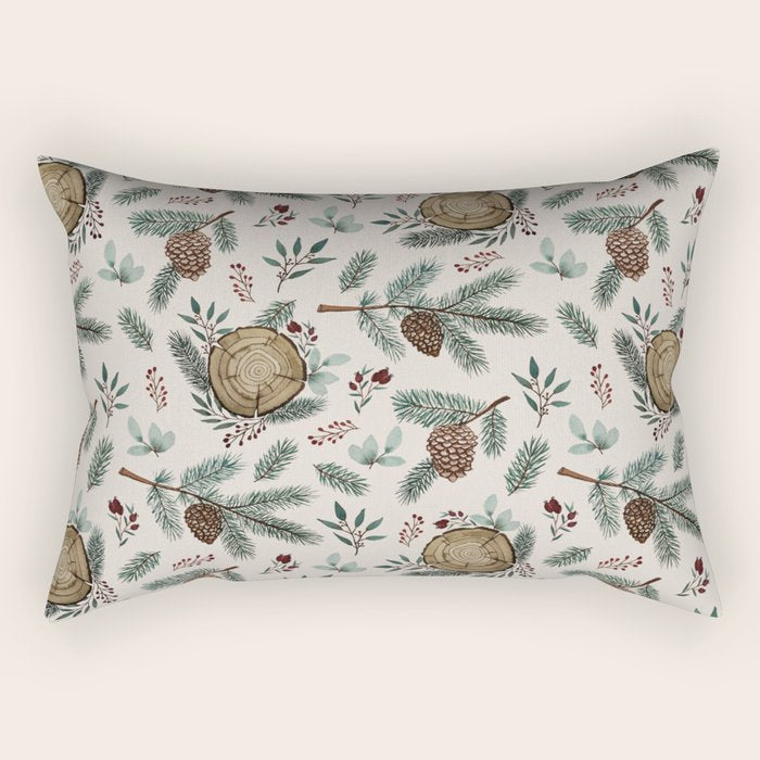 Winter Branches, Berries & Pine Cones Rectangular Pillow Gallery Image 2