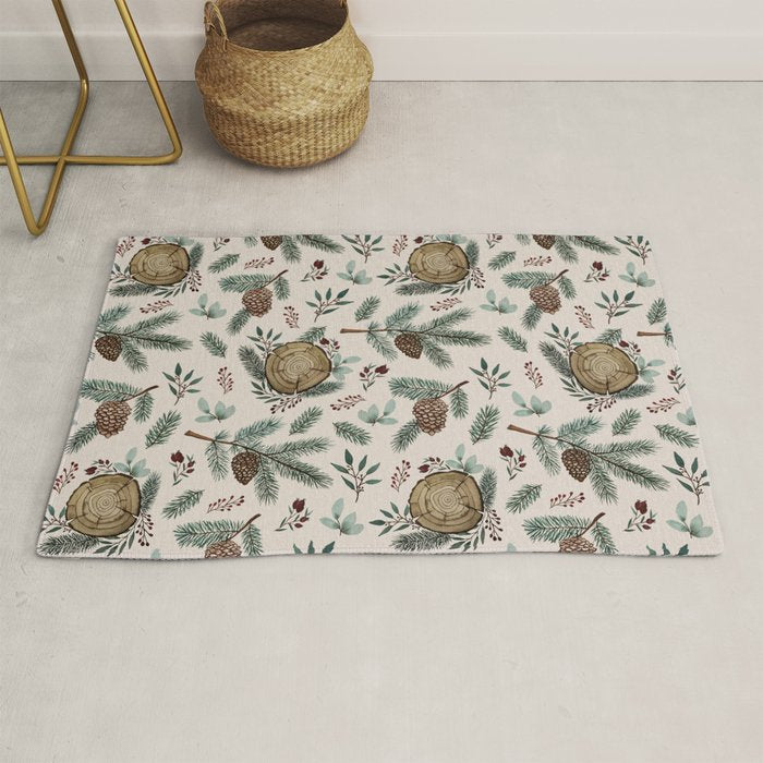 Winter Branches, Berries & Pine Cones Rug Gallery Image 1