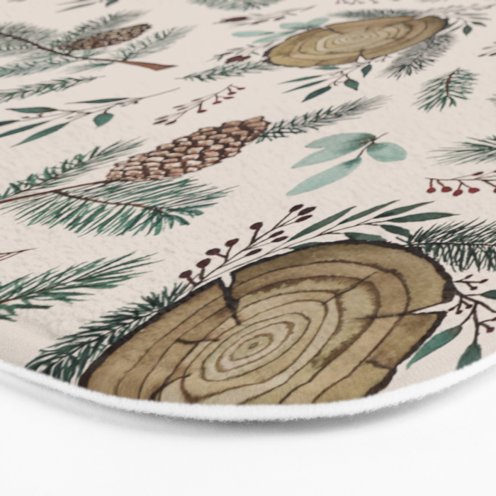Winter Branches, Berries & Pine Cones Bath Mat Gallery Image 3