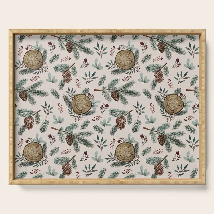 Winter Branches, Berries & Pine Cones Serving Tray Gallery Image 1