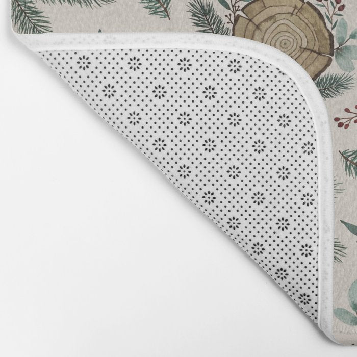 Winter Branches, Berries & Pine Cones Bath Mat Gallery Image 2