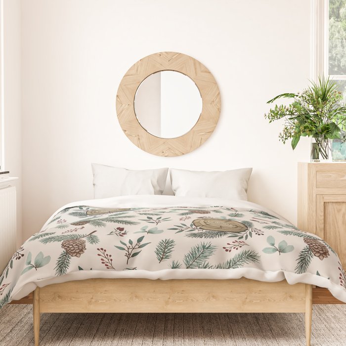 Winter Branches, Berries & Pine Cones Duvet Cover Gallery Image 3