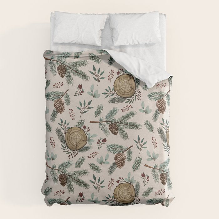Winter Branches, Berries & Pine Cones Duvet Cover Gallery Image 6
