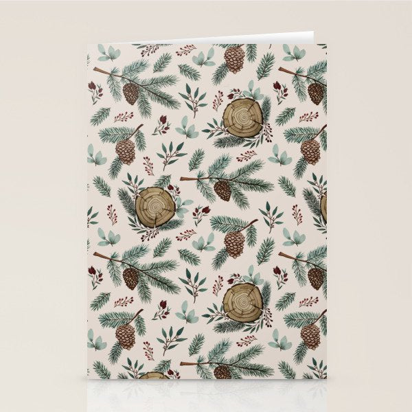 Winter Branches, Berries & Pine Cones Stationery Card Gallery Image 2