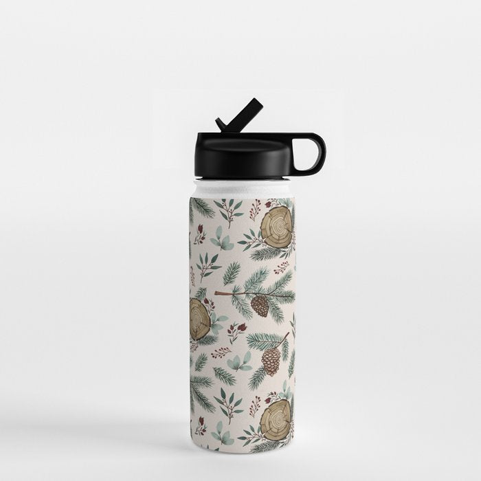 Winter Branches, Berries & Pine Cones Water Bottle Gallery Image 1