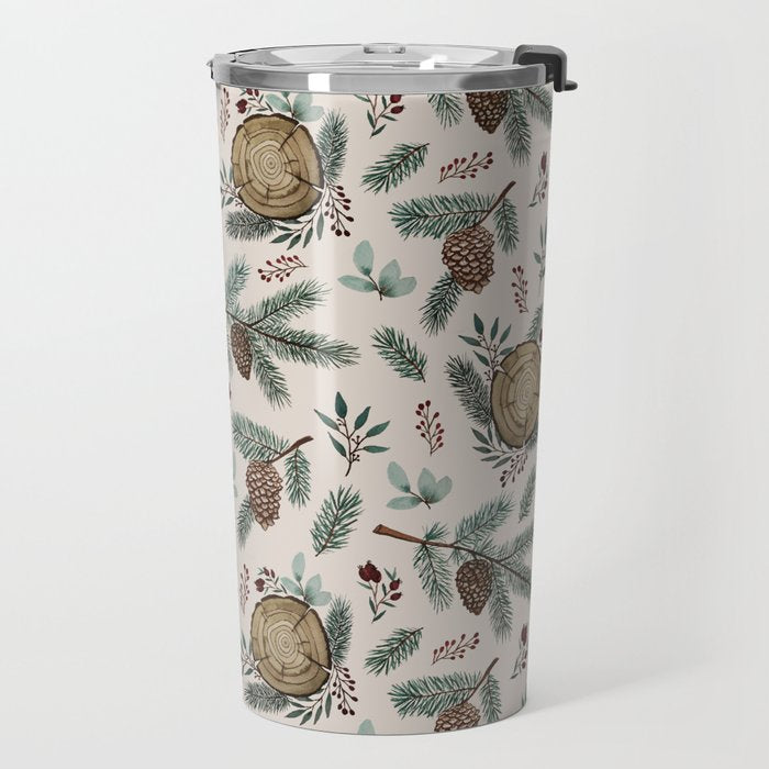 Winter Branches, Berries & Pine Cones Travel Mug Gallery Image 2
