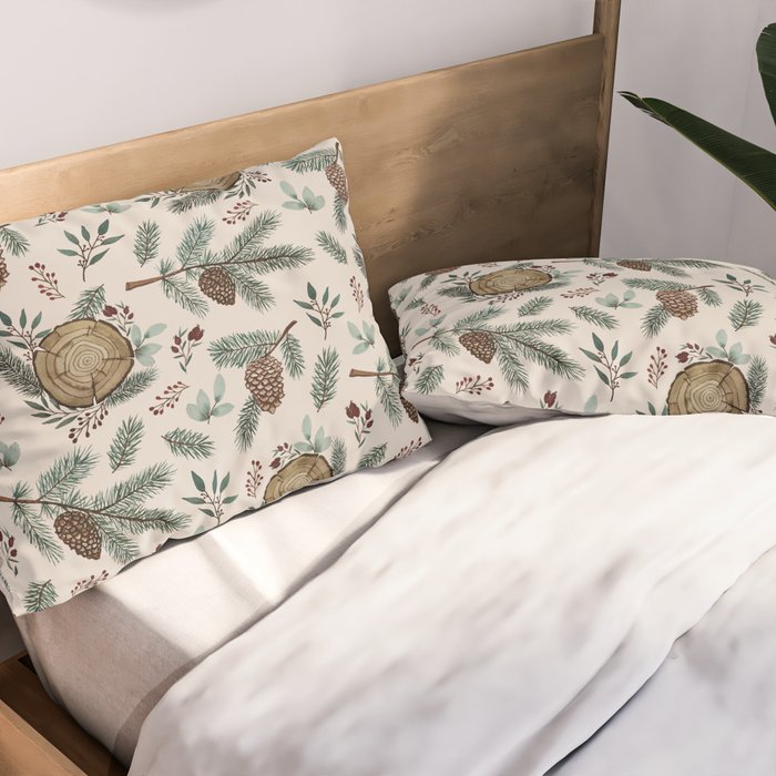 Winter Branches, Berries & Pine Cones Pillow Sham Gallery Image 2