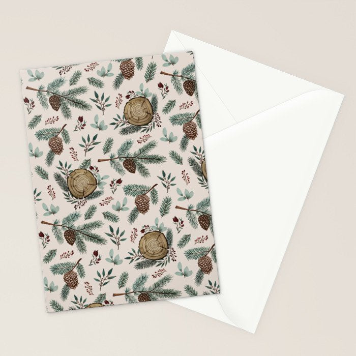 Winter Branches, Berries & Pine Cones Stationery Card Gallery Image 2