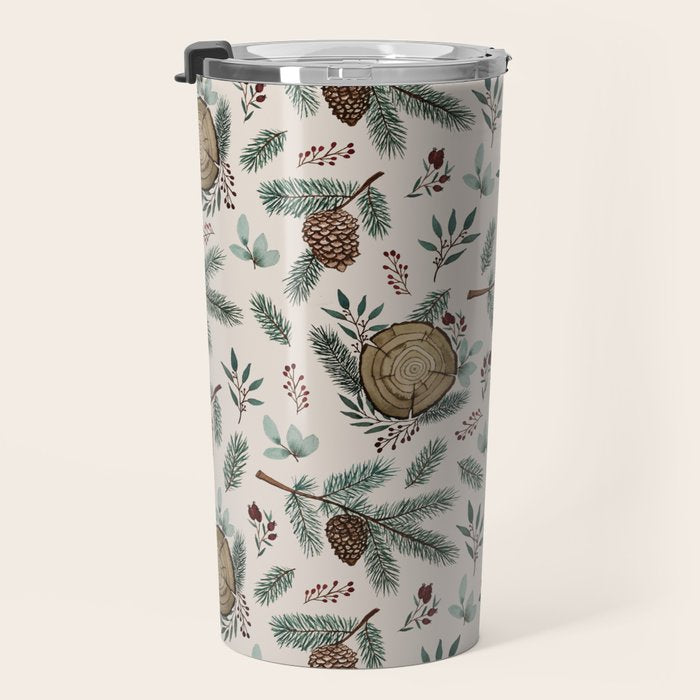Winter Branches, Berries & Pine Cones Travel Mug Gallery Image 3