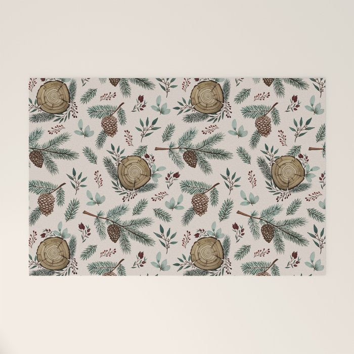 Winter Branches, Berries & Pine Cones Welcome Mat Gallery Image 1