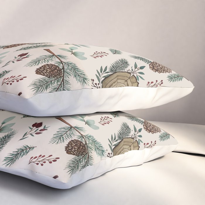 Winter Branches, Berries & Pine Cones Pillow Sham Gallery Image 3
