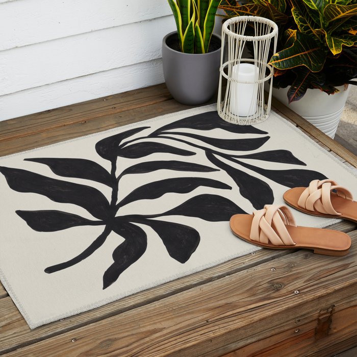 Ink Palm Plant Fossil Outdoor Rug Gallery Image 2