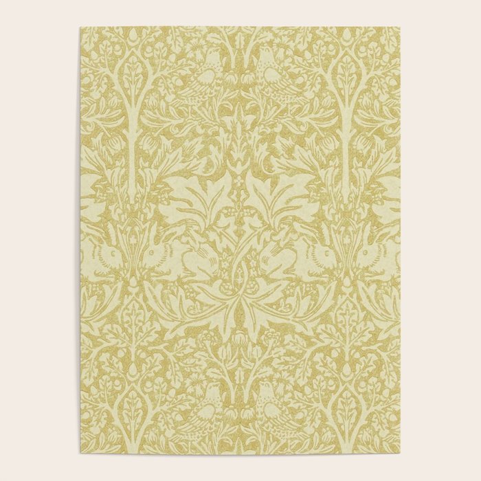 William Morris Brer Rabbit Golden Manilla Ivory Pattern  Poster Gallery Image 4