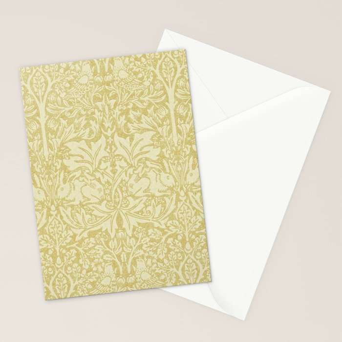 William Morris Brer Rabbit Golden Manilla Ivory Pattern  Stationery Card Gallery Image 2