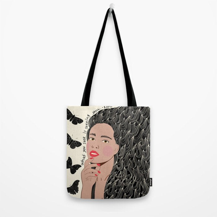 Black and White Woman Portrait  Tote Bag Gallery Image 2