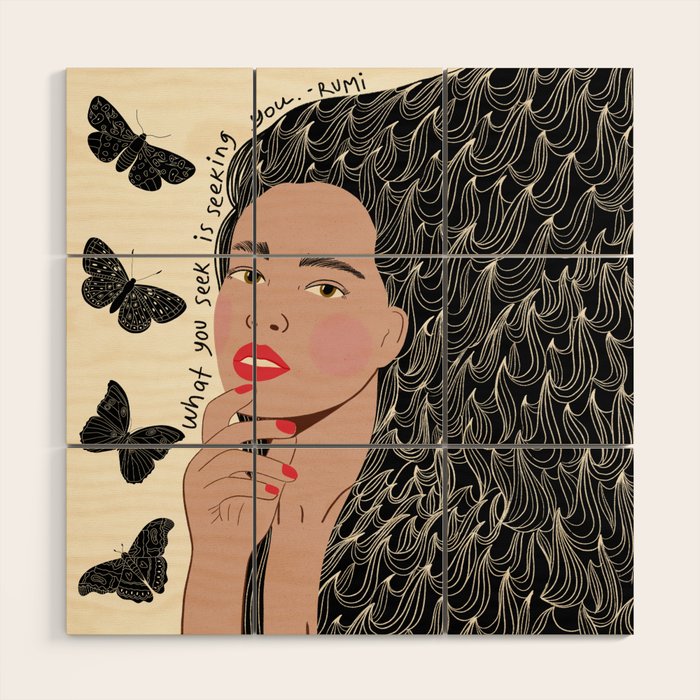 Black and White Woman Portrait  Wood Wall Art Gallery Image 1