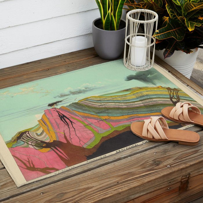 Landscape Painting, Cool Designs, Trippy Art, Mountain Painting, Scientific Poster - Geology Outdoor Rug Gallery Image 2