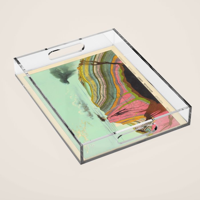 Landscape Painting, Cool Designs, Trippy Art, Mountain Painting, Scientific Poster - Geology Acrylic Tray Gallery Image 1