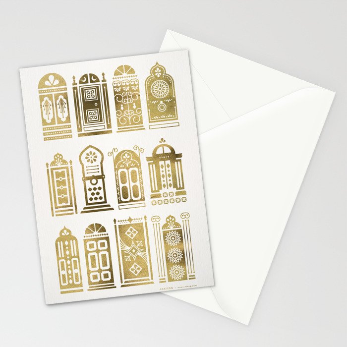 Moroccan Doors - Gold Palette Stationery Card Gallery Image 2