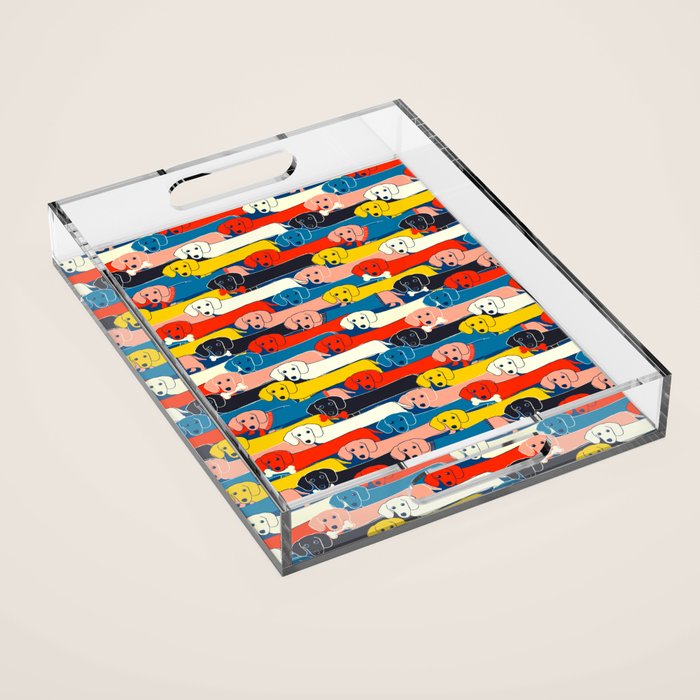 COLORED DOGS PATTERN 2 Acrylic Tray Gallery Image 1