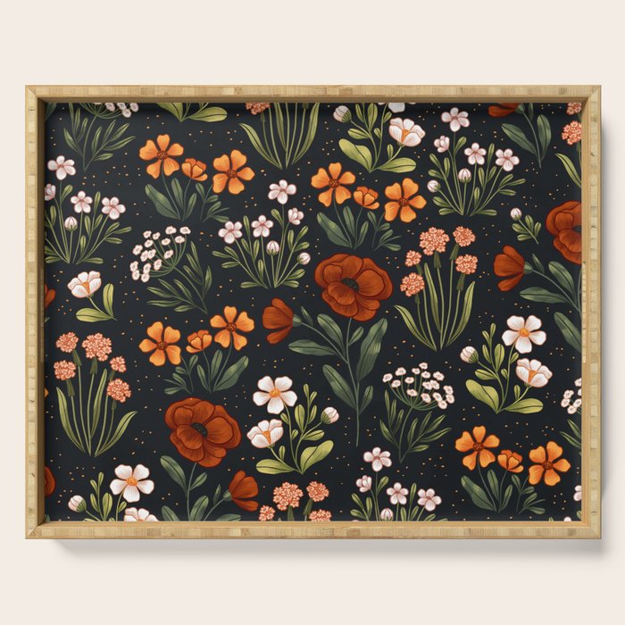 Wild Flowers ~ vol1.  vintage inspired botanical Serving Tray Gallery Image 1