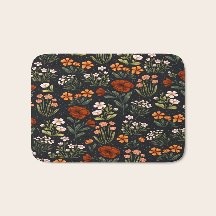 Wild Flowers ~ vol1.  vintage inspired botanical Bath Mat Gallery Image 1