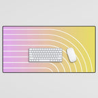 Ombre Arch IV Pink Yellow Sunrise Gradient Modern Geometric Lines Desk Mat Gallery Image 1