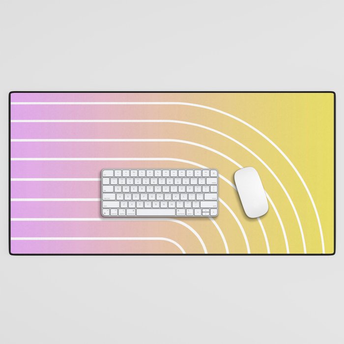 Ombre Arch IV Pink Yellow Sunrise Gradient Modern Geometric Lines Desk Mat Gallery Image 1