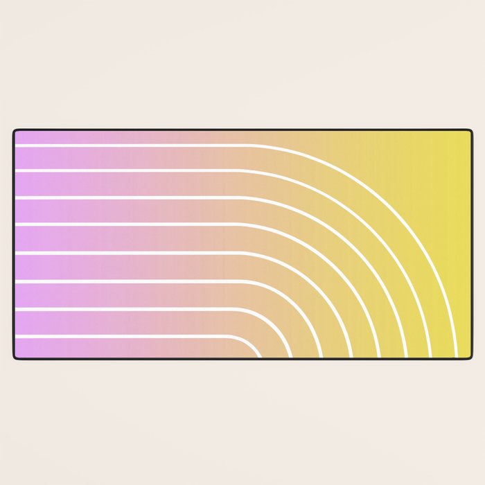 Ombre Arch IV Pink Yellow Sunrise Gradient Modern Geometric Lines Desk Mat Gallery Image 3