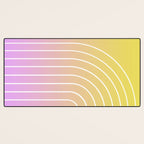 Ombre Arch IV Pink Yellow Sunrise Gradient Modern Geometric Lines Desk Mat Gallery Image 3
