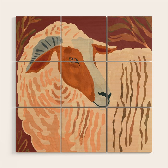 Abstract Rustic Ram Wood Wall Art Gallery Image 1