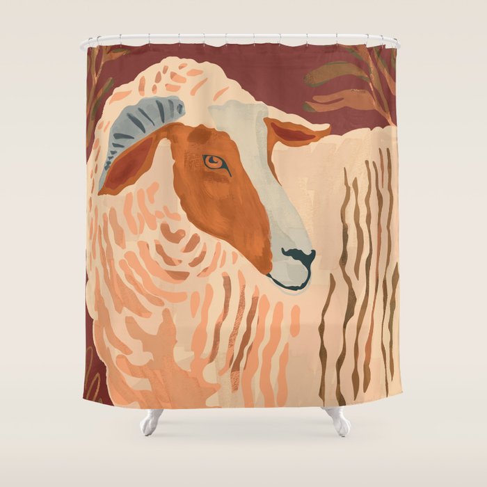 Abstract Rustic Ram Shower Curtain Gallery Image 1