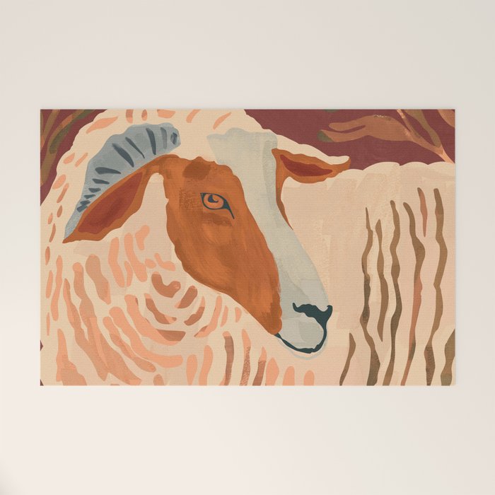 Abstract Rustic Ram Welcome Mat Gallery Image 1
