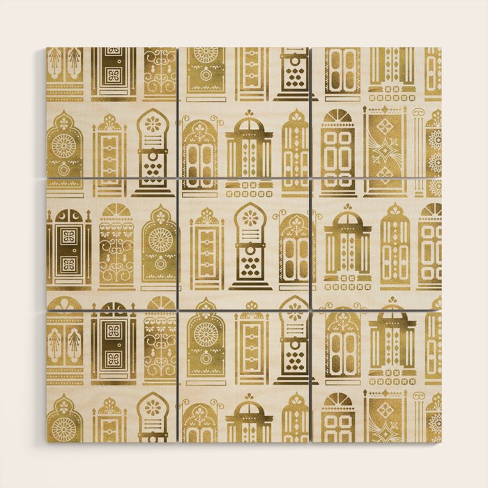 Moroccan Doors - Gold Palette Wood Wall Art Gallery Image 1